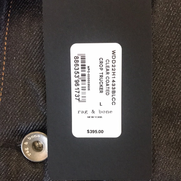 Rag and Bone Cropped Denim Trucker Jacket Clear Coated Made in USA - Picture 15 of 15